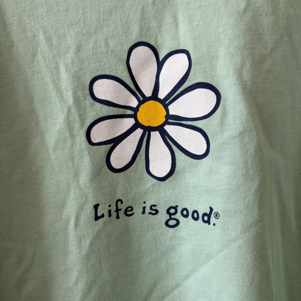 Life is Good Womens XXL Mint Green Daisy Graphic T-Shirt Short Sleeve Cotton Tee - Picture 3 of 5